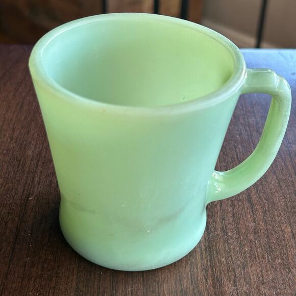 Vintage Fire King Jadeite Coffee Mug D Handle Milk Glass - Picture 1 of 7